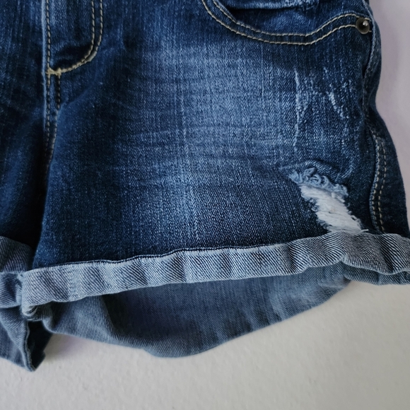 PARIS BLUES Blue Denim Jean Shorts Faded Midwash Blue Jeans Cuffed Hem Size 3 - Picture 4 of 17